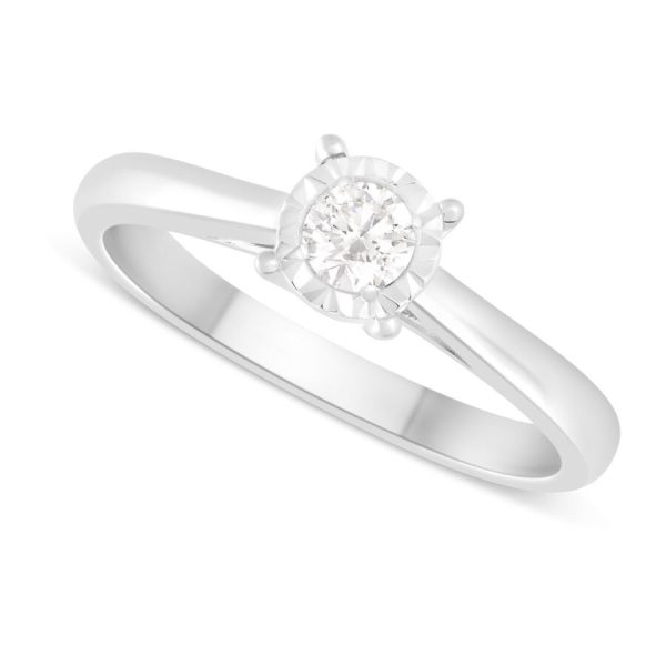 Unazë ar i bardhë 9k me 0.17ct diamant