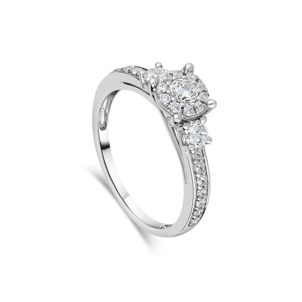 Unazë ar i bardhë 18k me 0.75ct diamant
