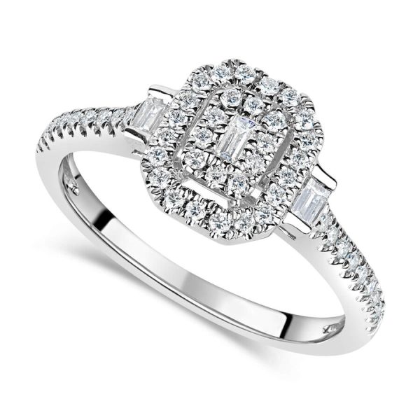 Unazë halo ar i bardhë 18k me 0.37ct diamant halo