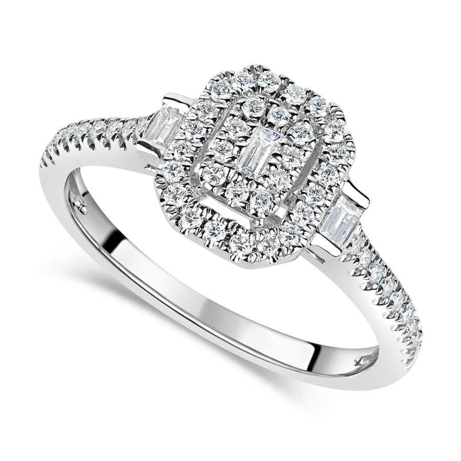 Unazë halo ar i bardhë 18k me 0.37ct diamant halo
