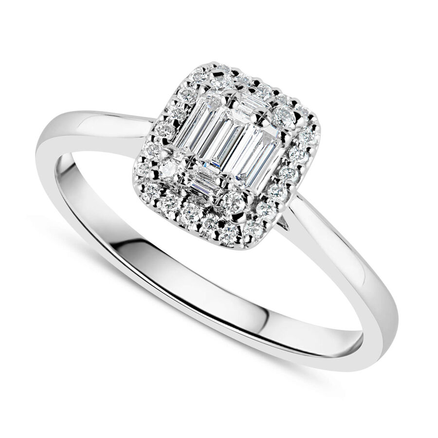 Unazë cluster platin me 0.25ct diamant cluster