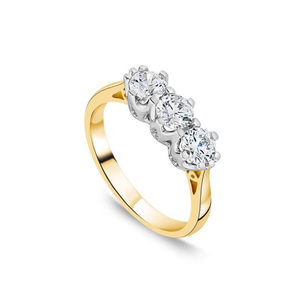 Unazë ar i verdhë 18k me 1ct diamant