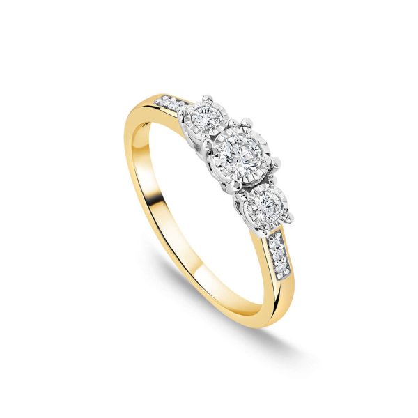 Unazë ar i verdhë 9k me 0.33ct diamant
