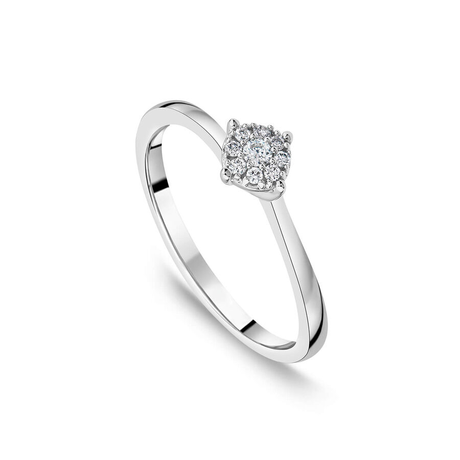 Unazë ar i bardhë 9k me 0.09ct diamant cluster