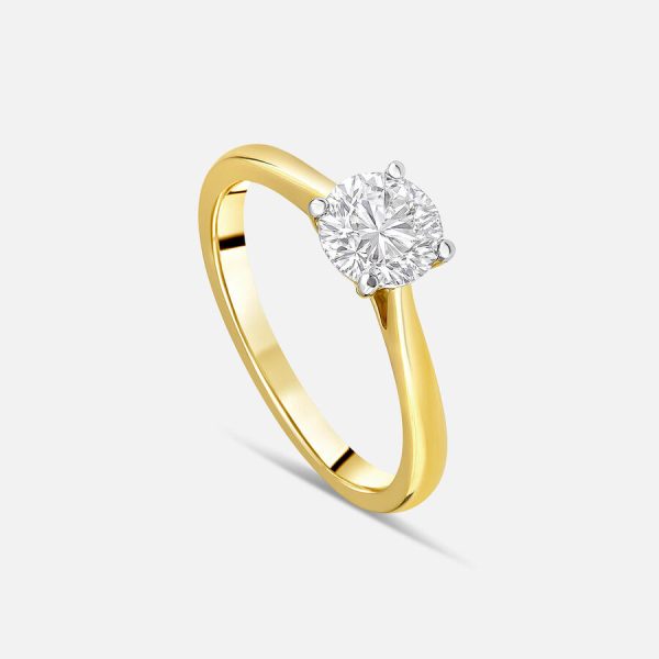 Unazë solitaire ar i verdhë 18k me 1.00ct diamant brilliant solitaire