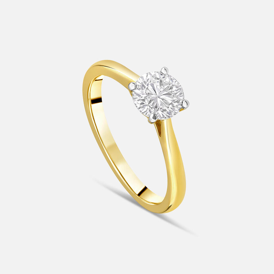 Unazë solitaire ar i verdhë 18k me 1.00ct diamant brilliant solitaire