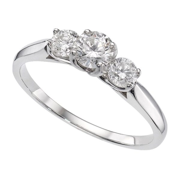 Unazë ar i bardhë 18k me diamant — E bardhë