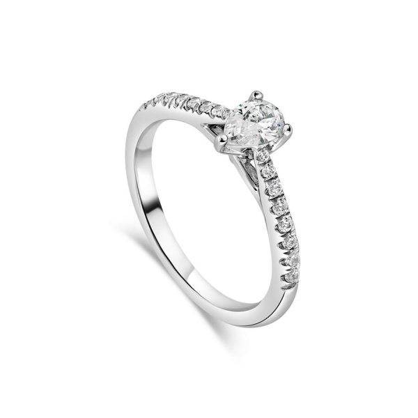 The Orchid Setting unazë ar i bardhë 18k me diamant dardhë