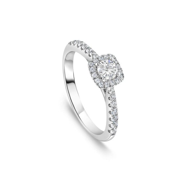 The Orchid Setting unazë fejese ar i bardhë 18k me 0.50ct diamant halo