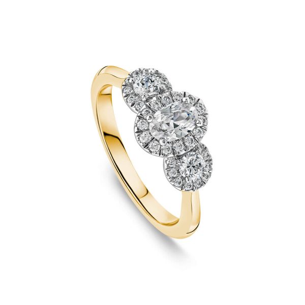 The Orchid Setting unazë fejese ar i verdhë 18k me 0.75ct diamant ovale halo