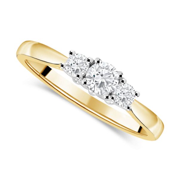 The Tulip Setting unazë ar i verdhë 18k me 0.33ct diamant trilogji
