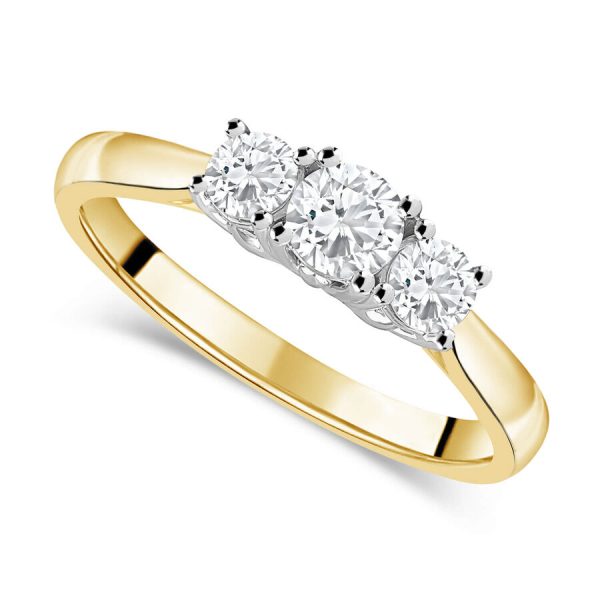 The Tulip Setting unazë ar i verdhë 18k me 0.75ct diamant trilogji
