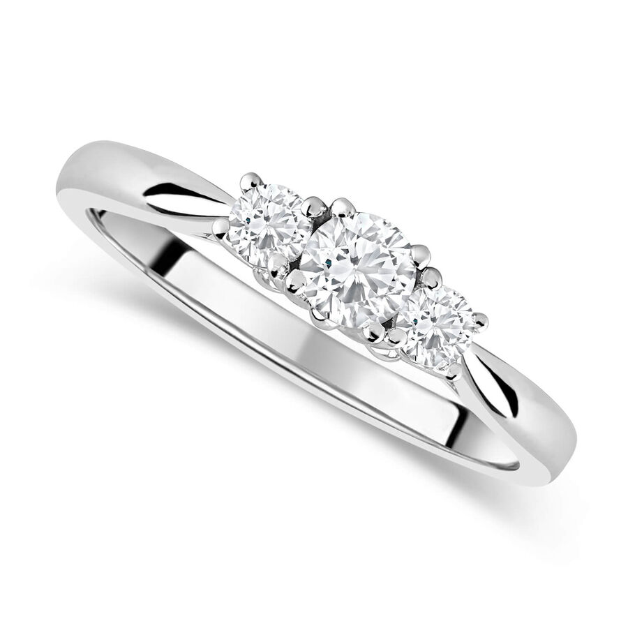 The Tulip Setting unazë ar i bardhë 18k me 0.33ct diamant trilogji