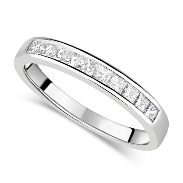Unazë eternity ar i bardhë 18k me diamant princess eternity