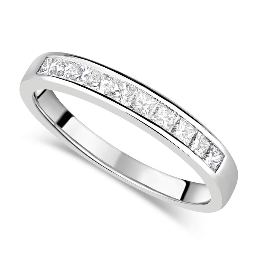 Unazë eternity ar i bardhë 18k me diamant princess eternity