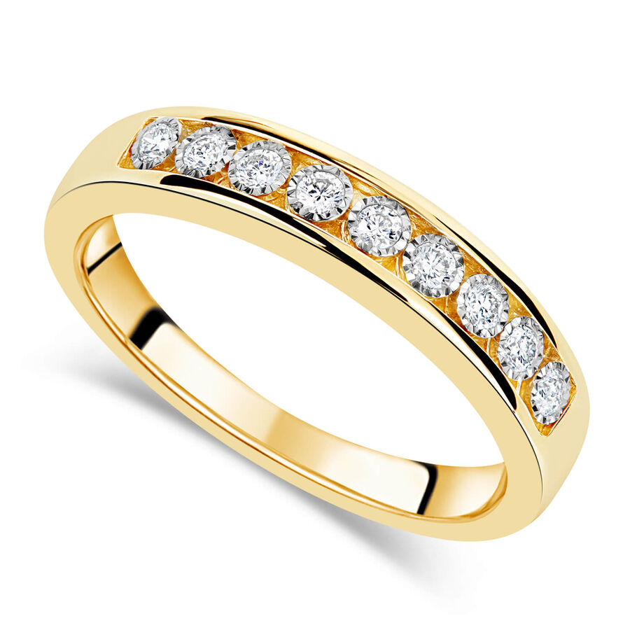 Unazë eternity ar i verdhë 9k me 0.15ct diamant eternity