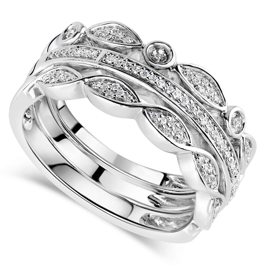 Unazë ar i bardhë 9k me 0.15ct diamant — 0.15ct