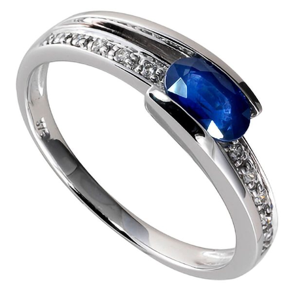 Unazë ar i bardhë 9k me diamant — E bardhë