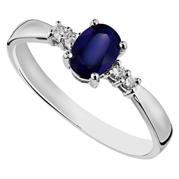Unazë ar i bardhë 9k me diamant ovale