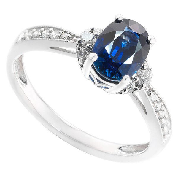 Unazë ar i bardhë 18k me 0.15ct diamant ovale