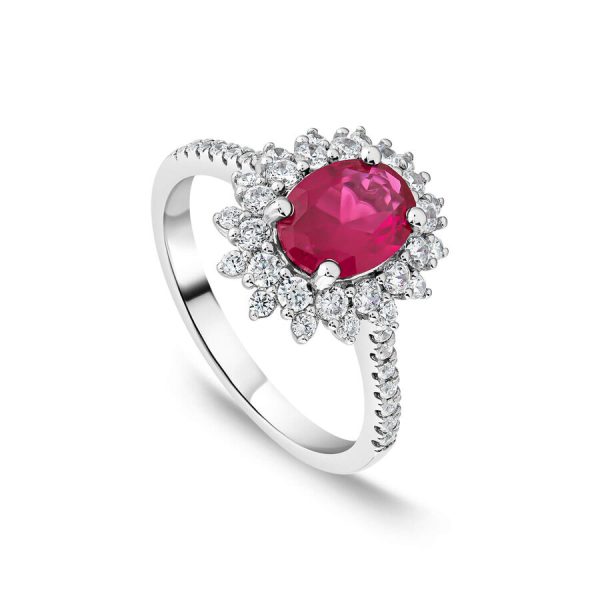 Unazë platin me 0.60ct diamant ovale halo