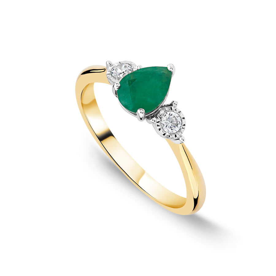 Unazë ar i verdhë 9k me 0.12ct diamant dardhë