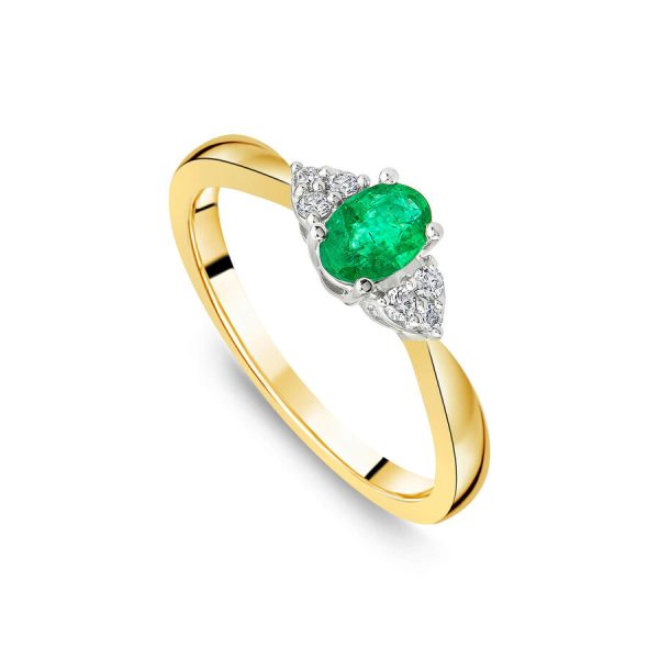 Unazë ar i verdhë 9k me 0.07ct diamant ovale