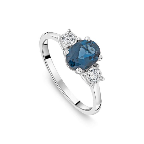Unazë ar i bardhë 9k me 0.15ct diamant ovale