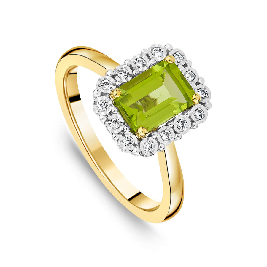 Unazë ar i verdhë 9k me 0.06ct diamant halo