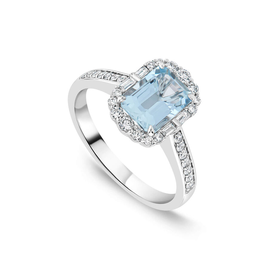 Unazë platin me 0.33ct diamant smerald halo