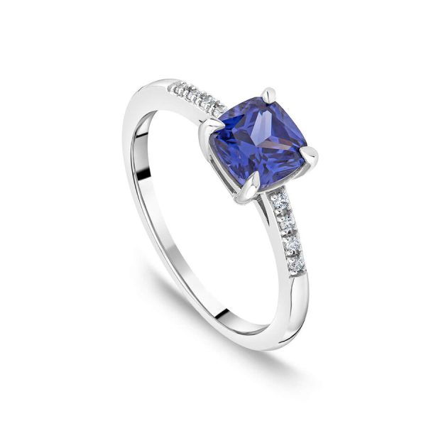 Unazë ar i bardhë 9k me diamant jastëk