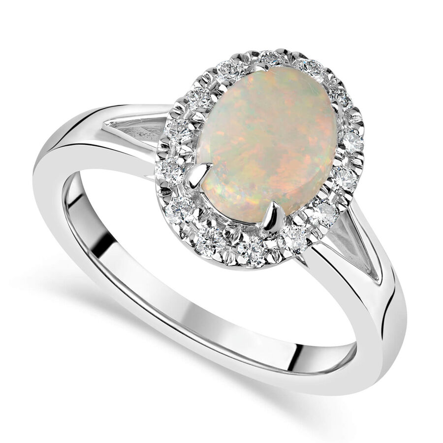 Unazë ar i bardhë 9k me 0.15ct diamant halo