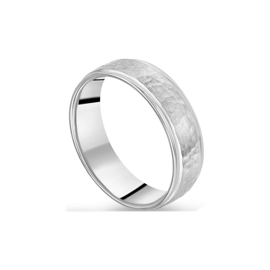Unazë martese platin 6mm i çekiçuar