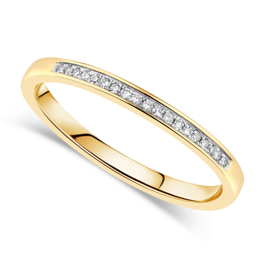 Unazë ar i verdhë 9k me 0.04ct diamant