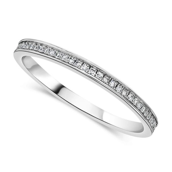 Unazë ar i bardhë 9k me 0.07ct diamant