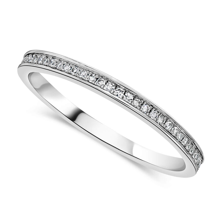 Unazë ar i bardhë 9k me 0.07ct diamant
