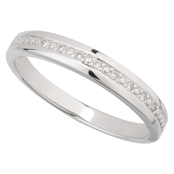 Unazë martese ar i bardhë 9k me 0.04ct diamant