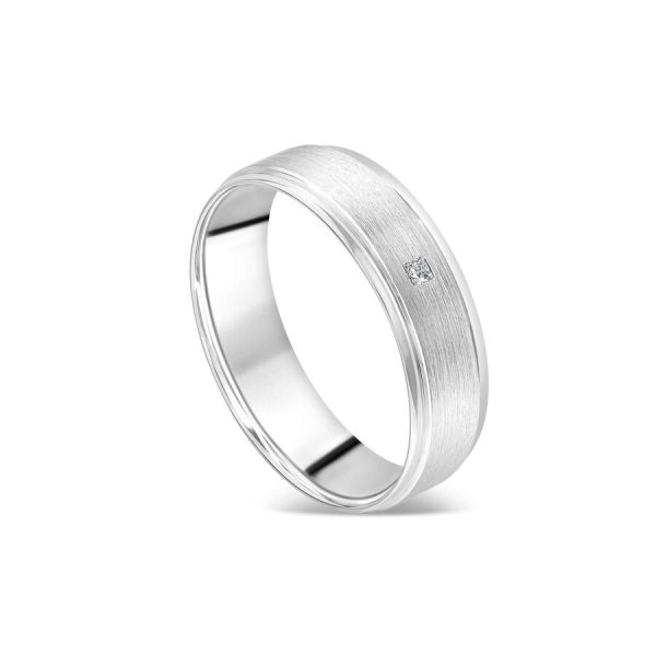 Unazë martese platin me 0.05ct diamant princess i lustruar