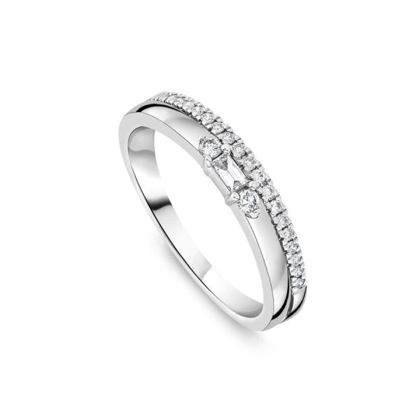 Unazë martese ar i bardhë 9k me 0.19ct diamant i lustruar