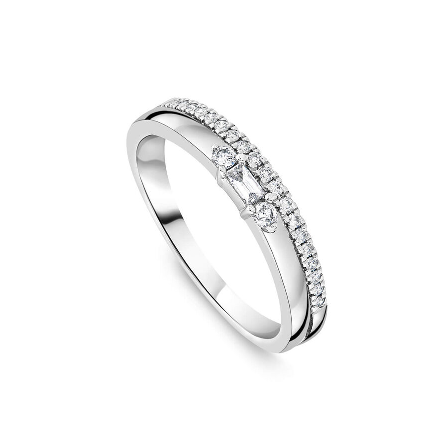 Unazë martese ar i bardhë 9k me 0.19ct diamant i lustruar