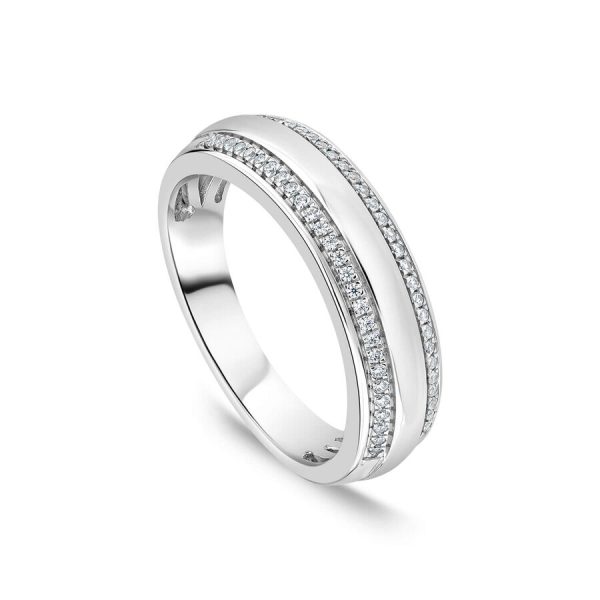 Unazë ar i bardhë 9k me 0.15ct diamant i lustruar