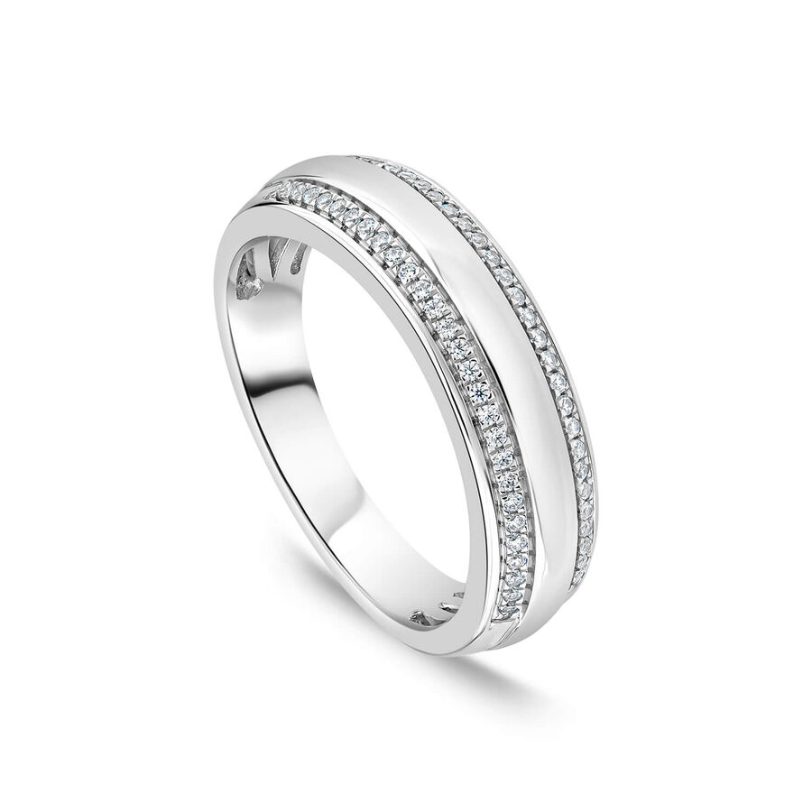 Unazë ar i bardhë 9k me 0.15ct diamant i lustruar