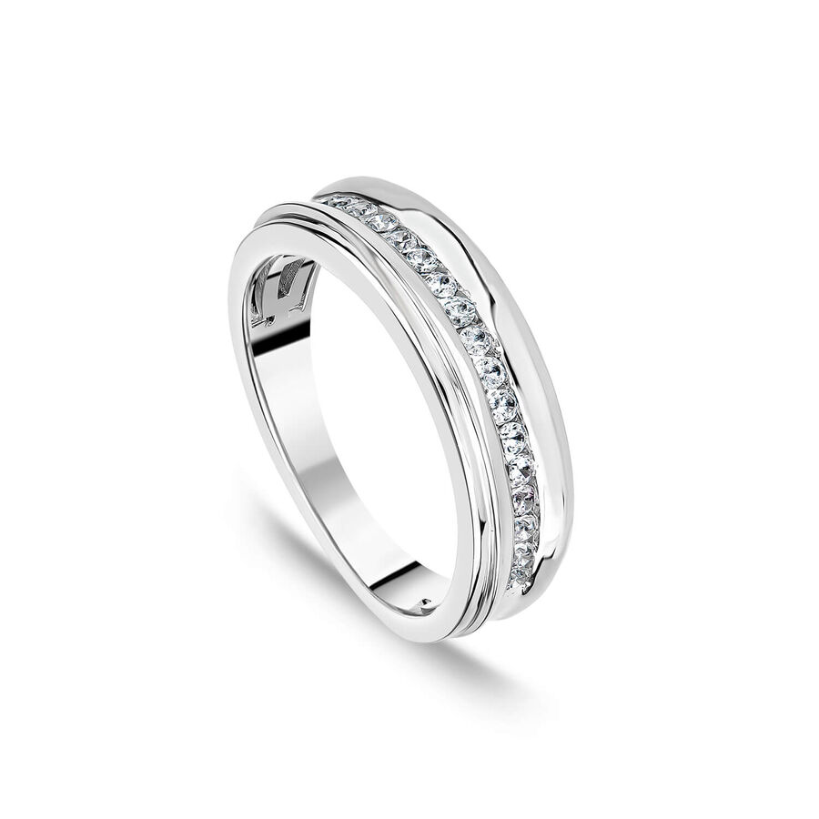 Unazë ar i bardhë 9k me 0.33ct diamant i lustruar