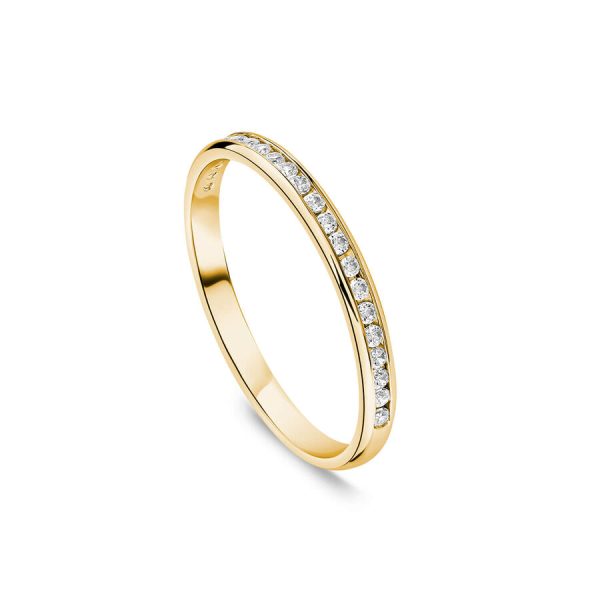 Unazë martese ar i verdhë 9k 2mm me 0.10ct diamant