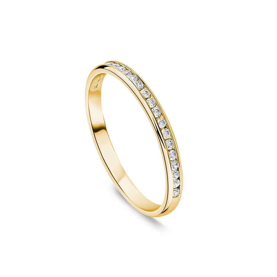 Unazë martese ar i verdhë 9k 2mm me 0.10ct diamant