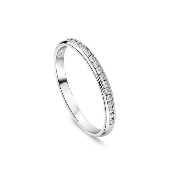 Unazë martese platin 10k 2mm me 0.10ct diamant