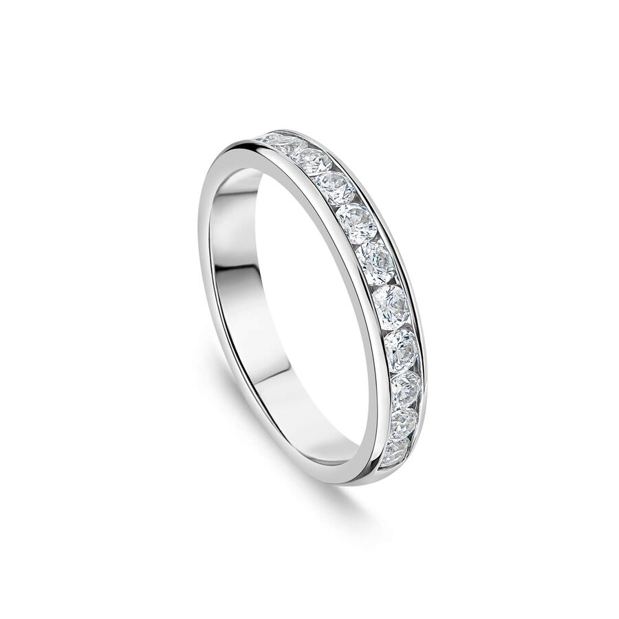 Unazë martese platin 3.5mm me 0.60ct diamant