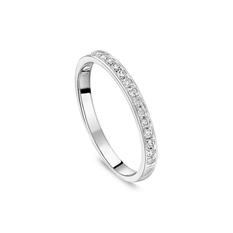 Unazë martese ar i bardhë 18k 2mm me 0.15ct diamant