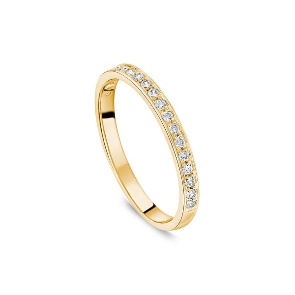 Unazë martese ar i verdhë 18k 2mm me 0.15ct diamant