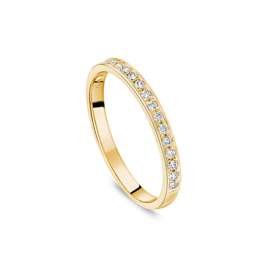 Unazë martese ar i verdhë 18k 2mm me 0.15ct diamant